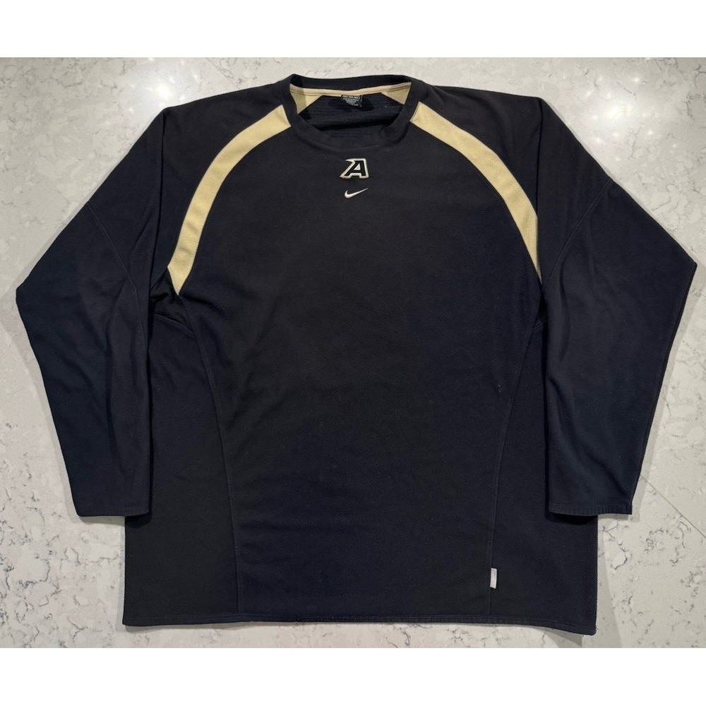 VTG Y2K Nike Army‎ West Point Pullover Sweatshirt Mens 3XL Black Gold Therma-FIT